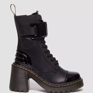 DR. MARTENS GAYA 10-EYE ALTERNATIVE LEATHER HEELED BOOTS